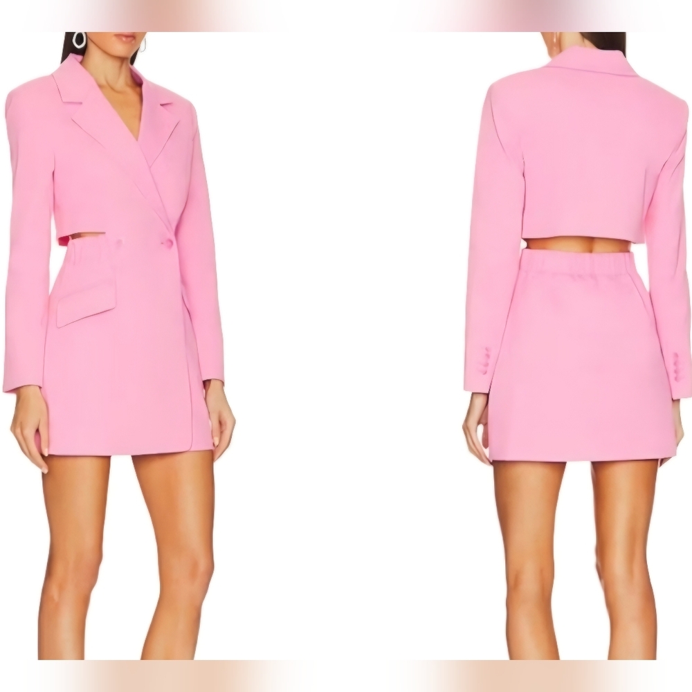 Jonathan Simkhai Size 6 Kylo Pink Preppy Double-Button Blazer Mini Dress NWT